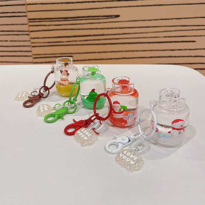 Wholesale Christmas Floating Quicksand Gas Tank Keychain JDC-KC-ShuoT011