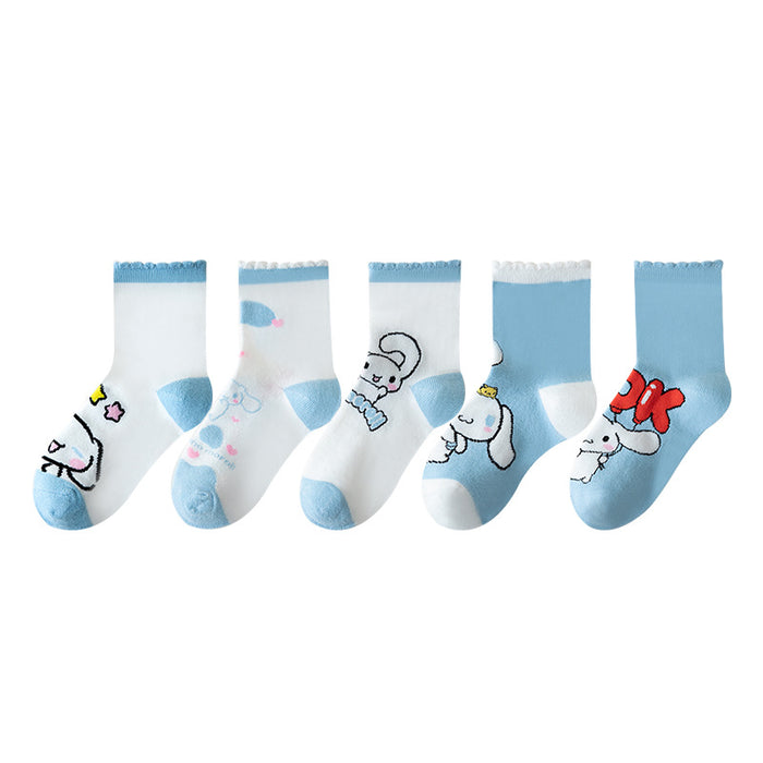 Wholesale Set of 5 Pairs, Children's Mid-calf Cotton Socks JDC-SK-Pingt002