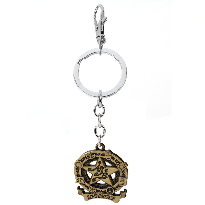 Wholesale Zinc alloy Kazi stone demon face necklace and pentagram keychain
