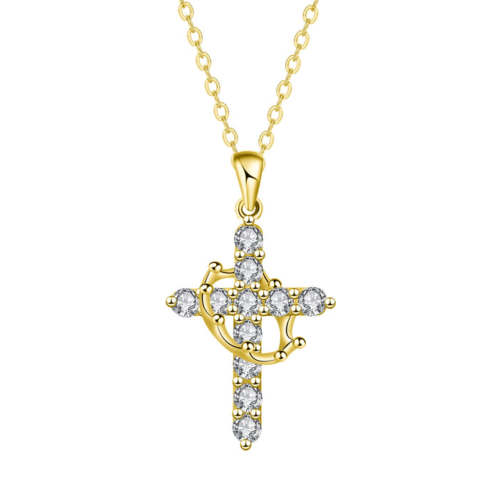 Wholesale Crown cross necklace, light luxury, niche, high-end accessories