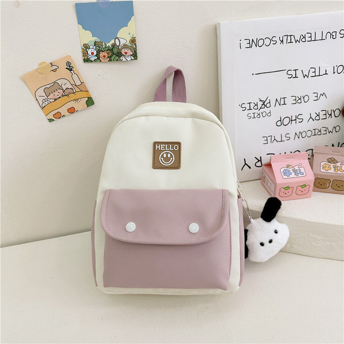 Wholesale Children' s Bag Fashion Oxford Cloth Contrast Backpack Kindergarten Baby School Season Schoolbag