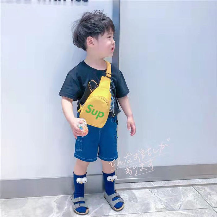 Wholesale Children's Bags,cute Smiling Face Letter Printed Small Shoulder Bags Boys and Girls Go Out Snacks Shoulder Bags JDC-SD-YT002