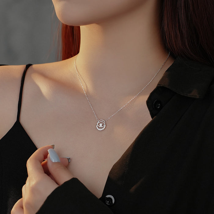 Wholesale The new double ring zircon necklace has a simple, luxurious and high-end temperament, with a niche geometric design and a collarbone chain