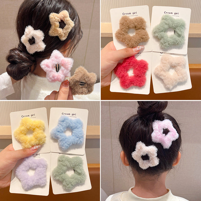 Wholesale Star BB clip  girl plush side clip cute hair accessories hairpin