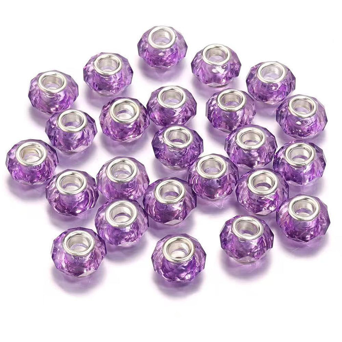 Wholesale spacer Faceted Wheel Plastic Beads Large Hole DIY Jewelry Craft Supply MOQ≥10