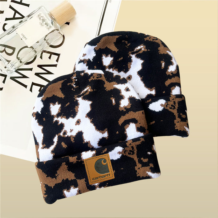 Wholesale Autumn and Winter Cow Pattern Jacquard Knitted Woolen Hat JDC-FH-Moxi003