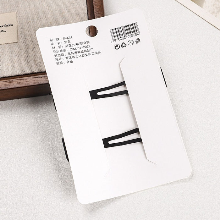 Wholesale 2 card mounted hair clips, silver hair clip, high-end PU leather bangs clip