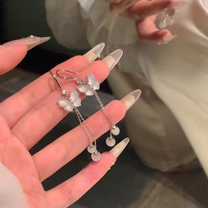 Wholesale Butterfly tassel earrings, new style, light luxury temperament, high-end feeling, earrings, niche temperament, unique earrings