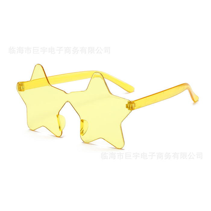 Wholesale Frameless pentagram personalized sunglasses with handmade diamond inlay