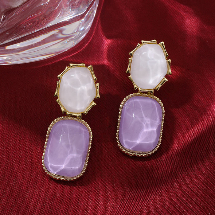 Wholesale Contrast color water ripple irregular square earrings