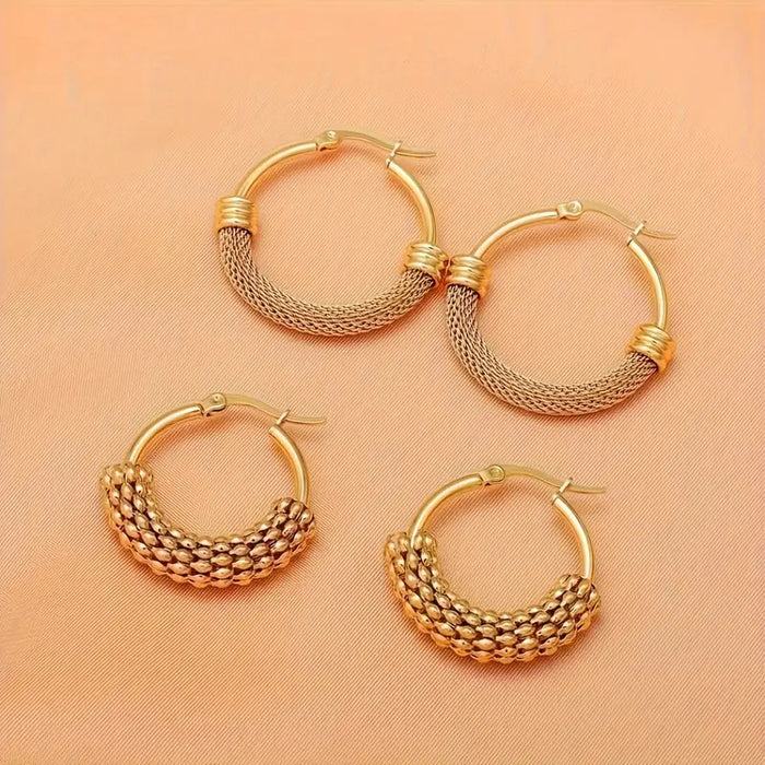 Wholesale Stainless steel mesh rice ear earrings