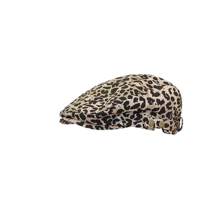 Wholesale Retro leopard print forward hat thin, niche design, fashionable beret hat, duckbill hat