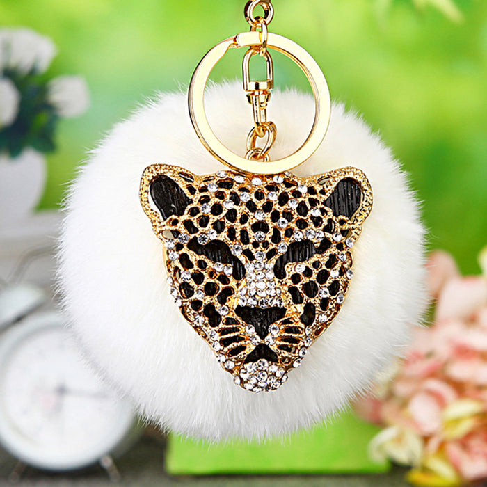 Wholesale Leopard Head Car Keychain Metal Pendant Keychain Ring