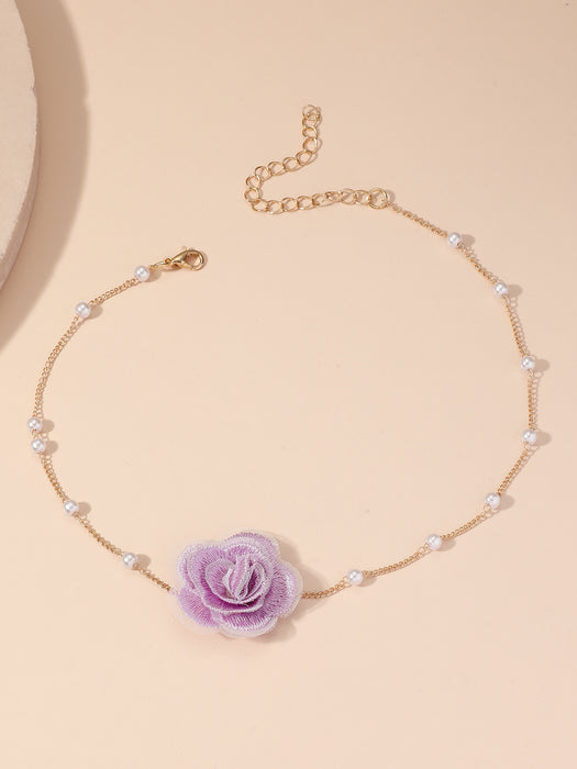 Wholesale Sweet retro flower necklace, fashionable collarbone necklace, new pearl flower necklace