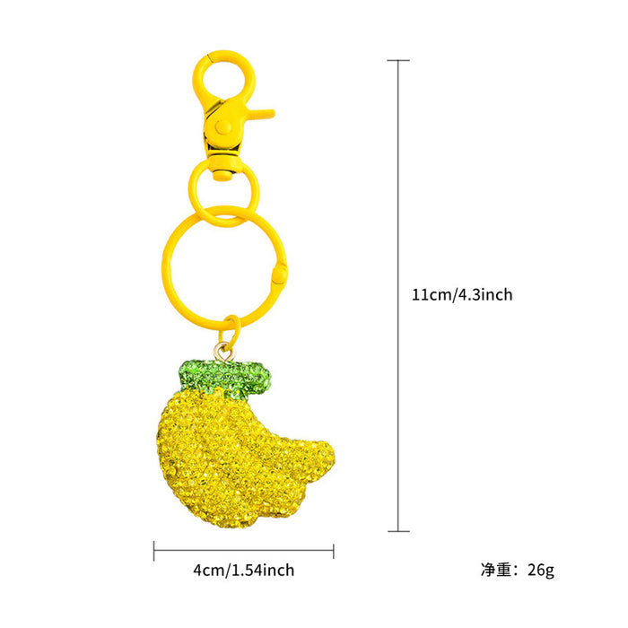 Wholesale Full rhinestone banana fruit bag charm creative keychain handbag accessory