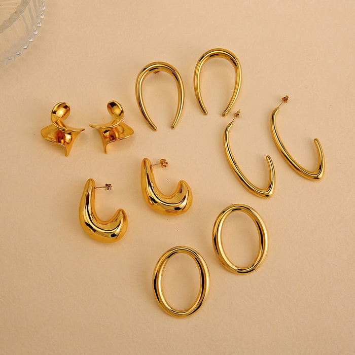 Wholesale Personalized, fashionable, irregular stainless steel earrings with a high-end feel, titanium steel earrings with color retention