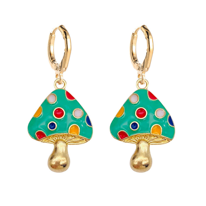 Wholesale Three-dimensional Mushroom Earrings Alloy Oil Drop Pendant Earrings