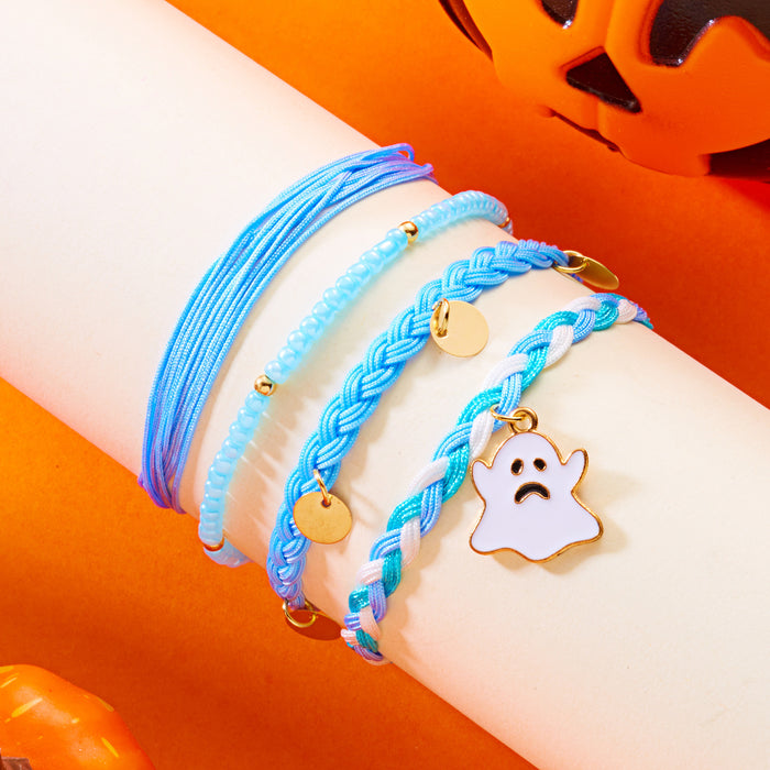 Wholesale Halloween Couple Style Braided Bracelet Halloween Ghost Pumpkin Pendant Set Bracelet