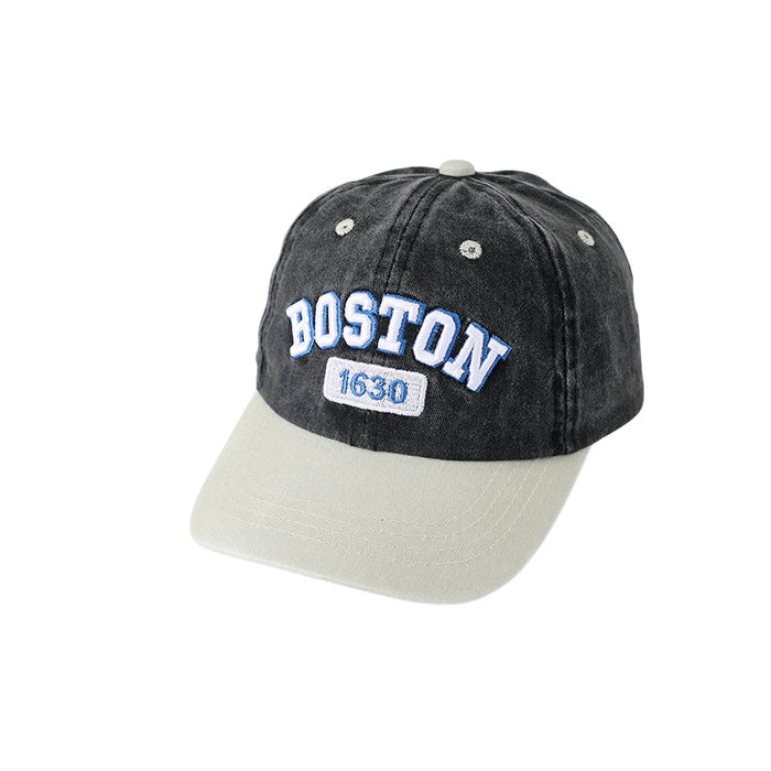 Wholesale Children' s Washed Embroidered Color-Blocked Baseball Hat