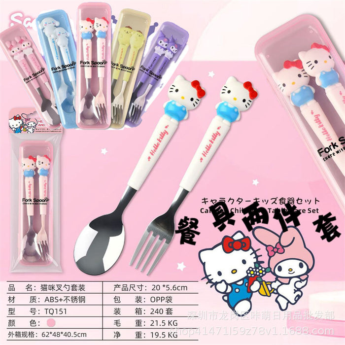 Wholesale Cartoon Printed Stainless Steel Cutlery Two-piece Set JDC-SN-Kameng001