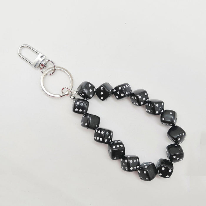 Wholesale Alloy Door Buckle Black 8 Dice Lanyard Ins Phone Chain Keychain Pendant Bag Water Bottle Lanyard Accessory