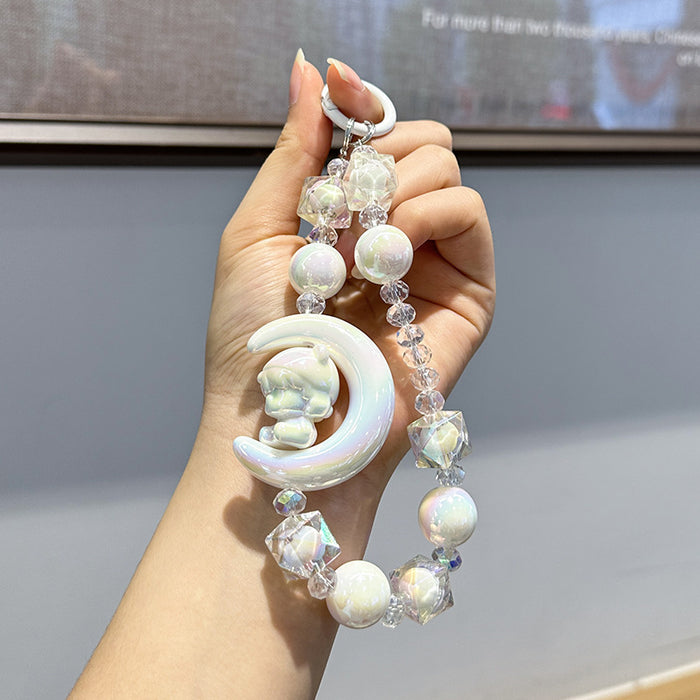 Wholesale Cute and high-end bead phone chain, acrylic hanging decoration, keychain, electroplated hanging rope, keychain