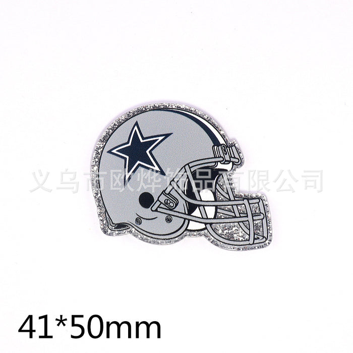 Wholesale 10pcs Cartoon Football Helmet Cartoon Acrylic DIY Patch Accessories JDC-FK-OuYie016