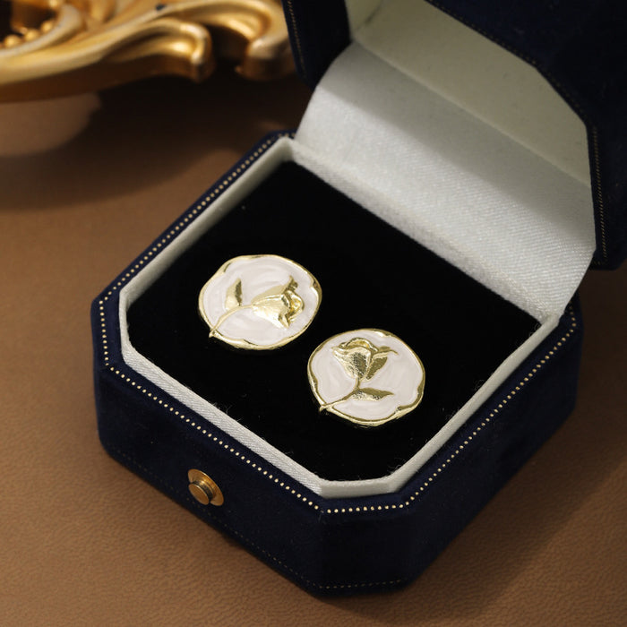 Wholesale Rose flower earrings, new niche design, high-end, light luxury, versatile accessories wholesale