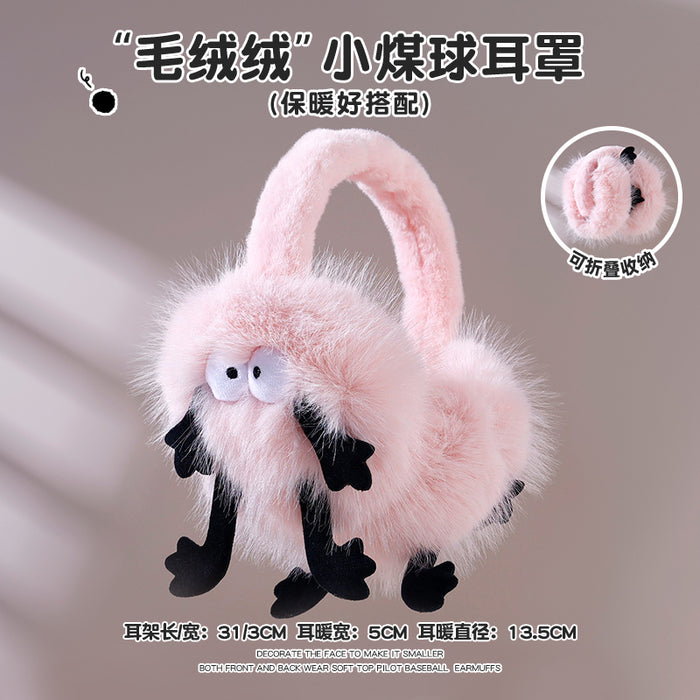 Wholesale Funny briquettes imitation rabbit fur earmuffs parent-child winter thick warm foldable cute earmuffs