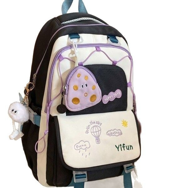 Wholesale Contrast color schoolbags, cute, lightweight, large-capacity, versatile backpacks for middle school and high school students
