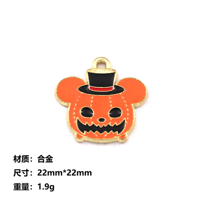 Wholesale 10pcs  Funny Skull Pumpkin Cartoon Accessories Alloy Oil Dropping Pendant Earrings Keychain