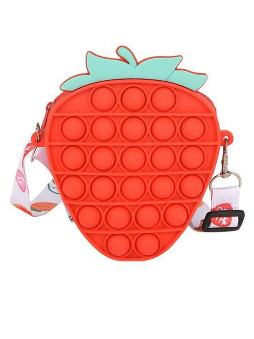 Wholesale Cute Silicone Crossbody Wallet for Girls Red Strawberry Bow Design