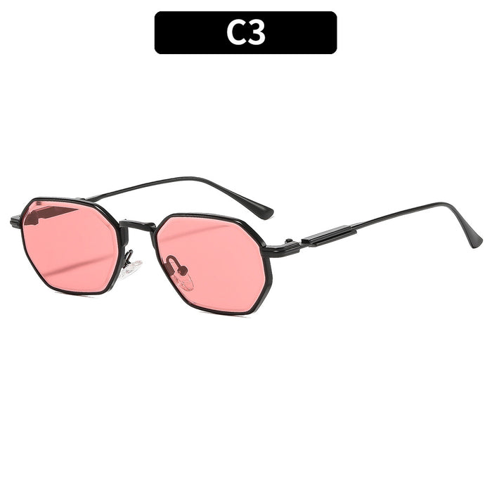 Wholesale Trendy Polygon Sunglasses Gold Frame Gray Lens UV400 for Women Outdoor Travel Fashion Accessory