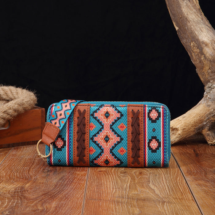 Wholesale Aztec Cotton Linen Printed Bohemian Wallet JDC-WT-MingG001