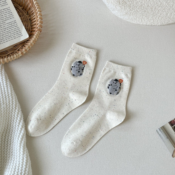 Wholesale Cute cartoon small animal cotton socks, mid tube socks