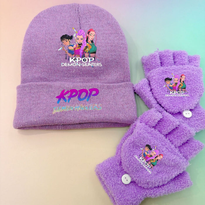 Wholesale Printed knit hat and warm knitted gloves