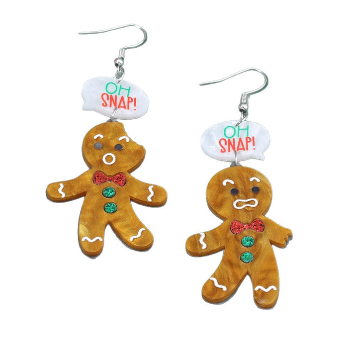 Wholesale Christmas Double-Layer Acrylic Gingerbread Earrings
