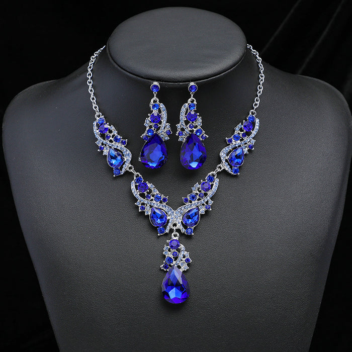 Wholesale exaggerated necklace earrings set for alloy plating jewelry dress