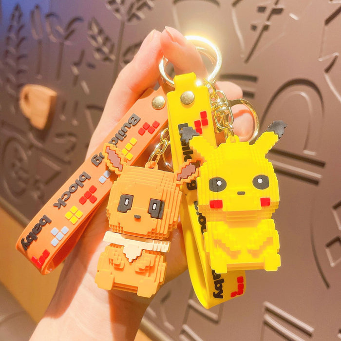 Wholesale Cartoon Building Block PVC Keychain JDC-KC-JinYuan001