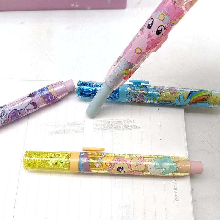 Wholesale Glittery sand filled clean and low residue push pull eraser