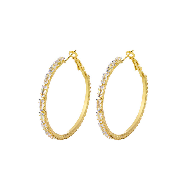 Wholesale Silver Needle Zircon Earrings with High Quality and Full Diamond Large Circle Earrings and Eardrops