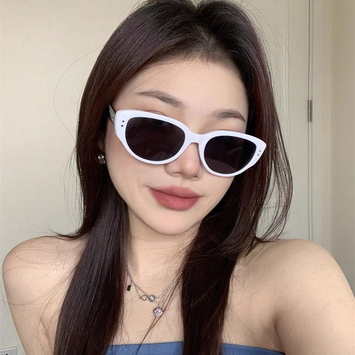 Wholesale  White Cat's Eye Sunglasses Women's  Sunglasses UV-resistant  Men's Glasses