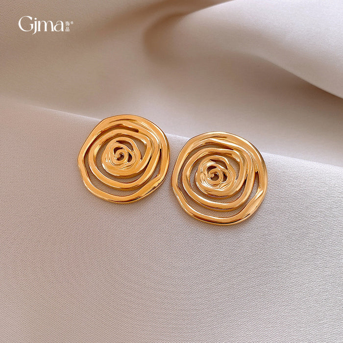 Wholesale Titanium Steel Stainless Steel Irregular Ring Twisted Earrings Earrings