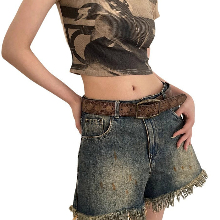 Wholesale Stylish PU Leather Embossed Retro Y2K Women S Belt Boho Chic Waist Accessory