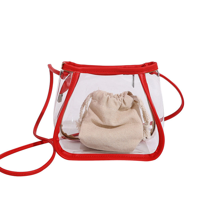 Wholesale Street Trend Transparent Bucket Bag PU Small Handbag for Women Fashion Accessory