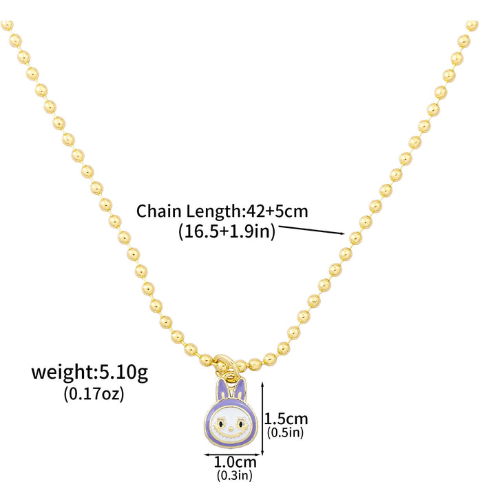 Wholesale Necklace Earrings  Cartoon Cute Metal Enamel Set Pendant Ear Pin Holiday Gift