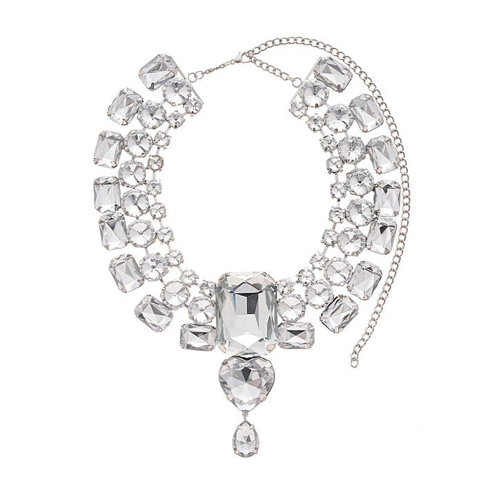 Wholesale Diamond-encrusted Love Square Geometric Necklace Necklace for Women