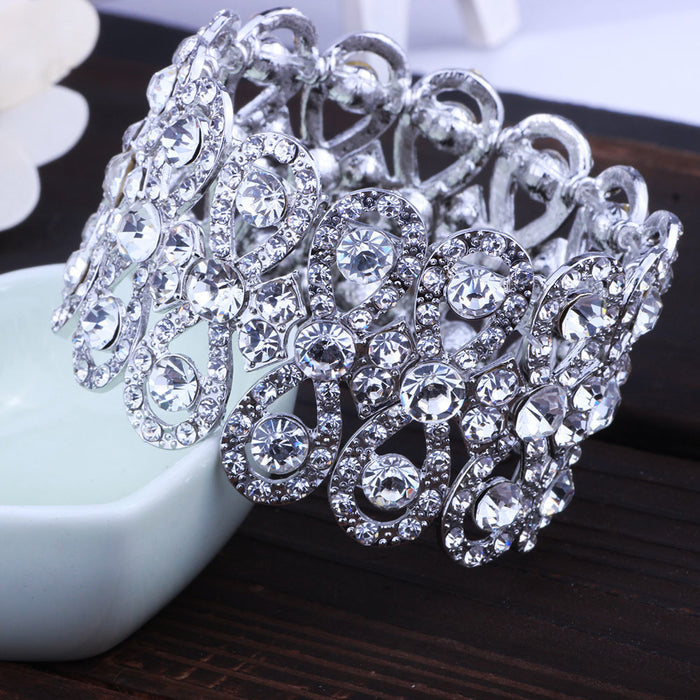 Wholesale Fashion Rhinestone Figure Eight Stretch Bracelet White Crystal Jewelry Accessory For Everyday Wear