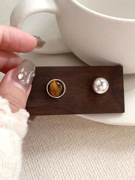 Wholesale Earrings for Women Round Asymmetrical Style Tiger Eye Stone Earrings