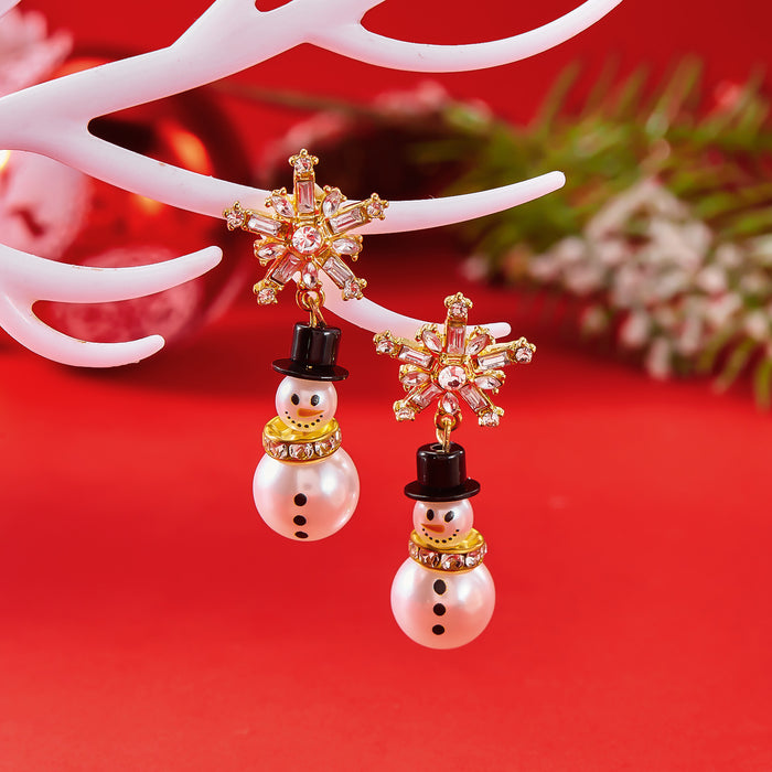 Wholesale Christmas Cute Diamond Snowman Earrings JDC-ES-GangM002